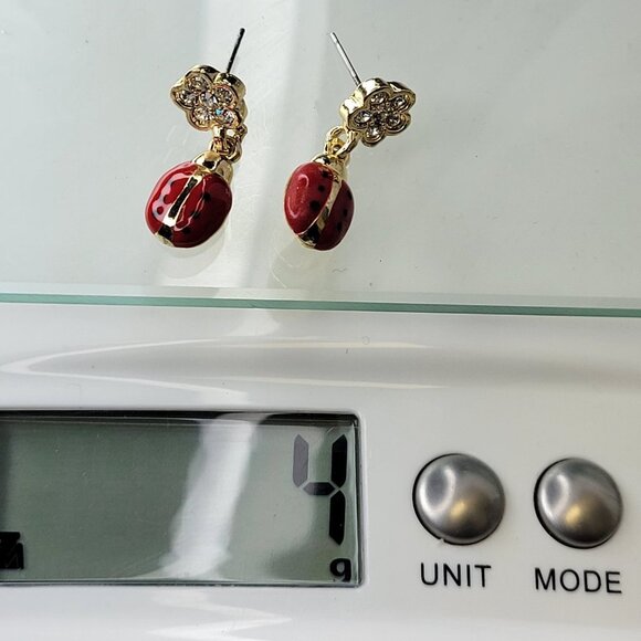 Mini LadyBug Enamel Crystal Earrings - Picture 13 of 14